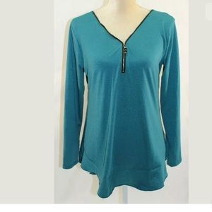 Tee Green Zip-Neck Size M